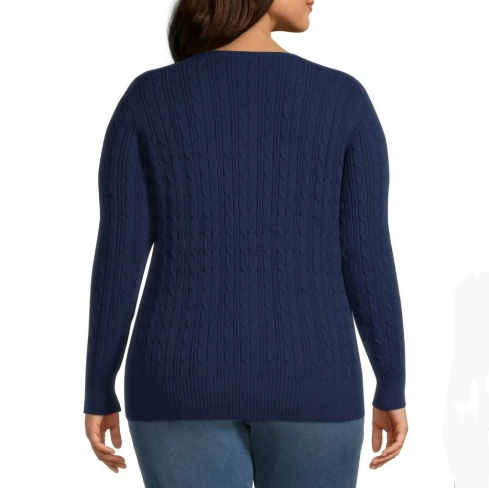 St. John's Bay-Plus Womens V Neck Long Sleeve Pull NWT - Picture 3 of 5